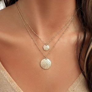 Gold Layered Double Circle Necklace